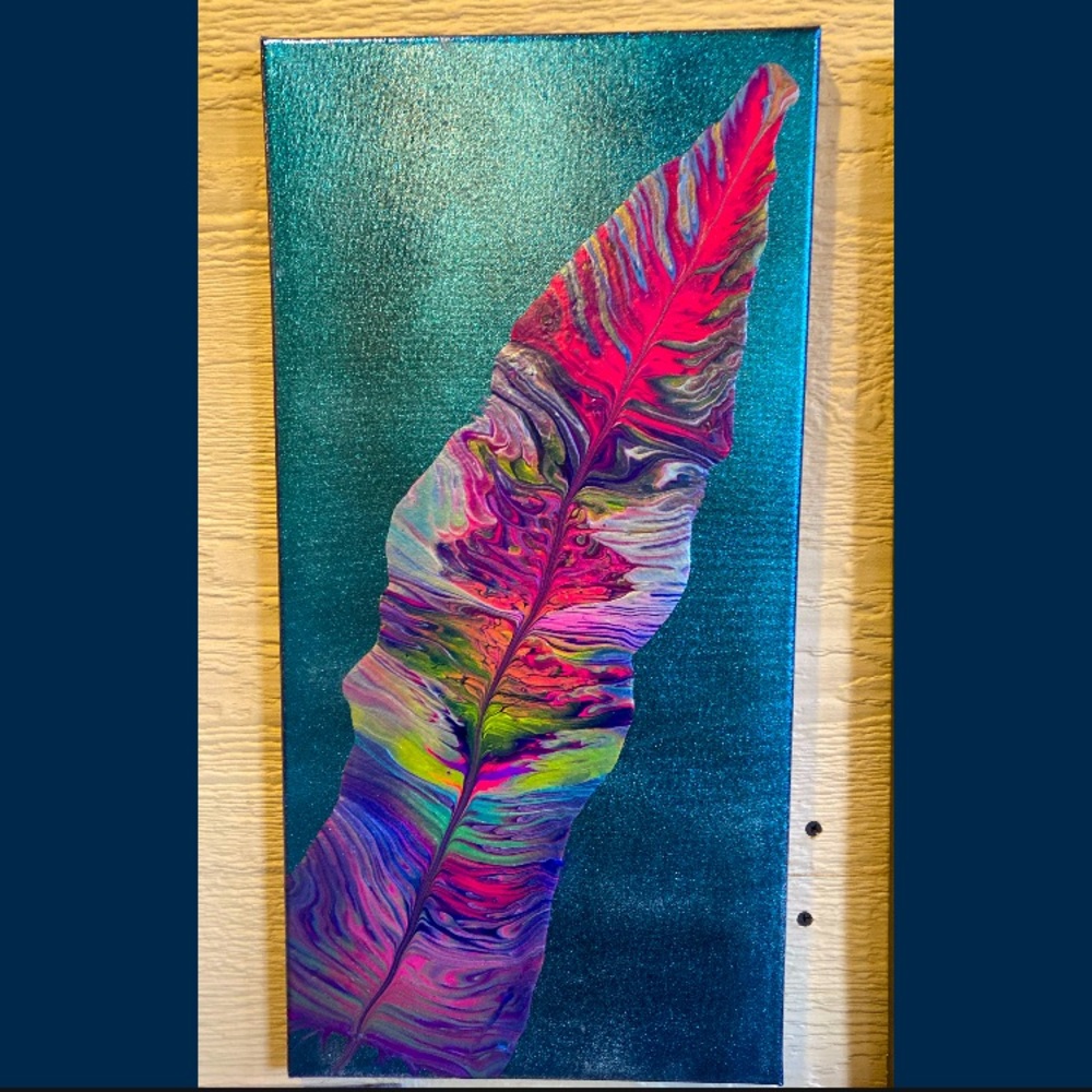 Feather painting (10x20” pink/purple)
